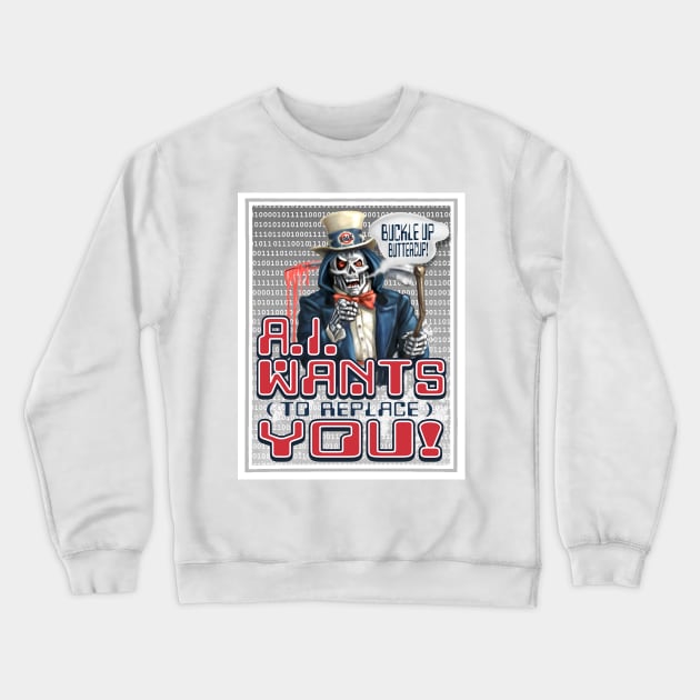 AI Wants to Replace You Crewneck Sweatshirt by Mudge